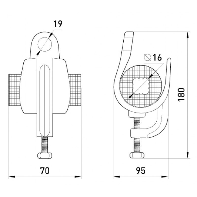 Підвісний затискач e.h.clamp.pro.16.gath, з затиском , 16 кв.мм