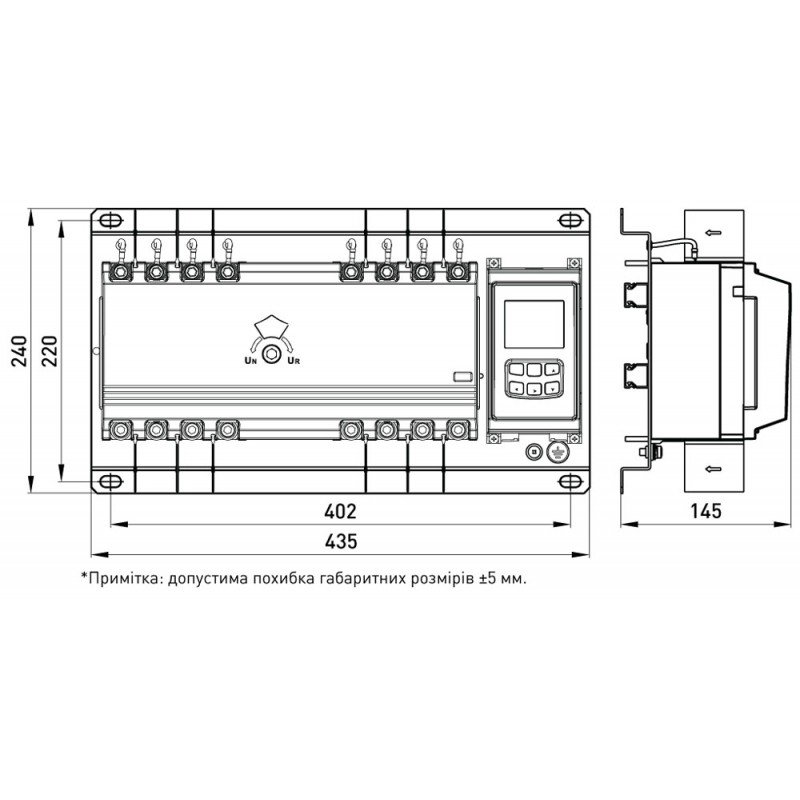 Пристрій АВР e.industrial.ats.3.250, 3p, 250А