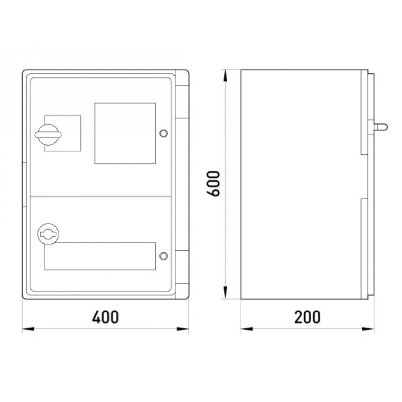 Корпус удароміцний з АБС-пластика e.plbox.400.600.200.3f.20m.tr, 400х600х200мм, IP65 з прозорими дверцятами, панеллю під 3 - фазний лічильник та 20 модулів