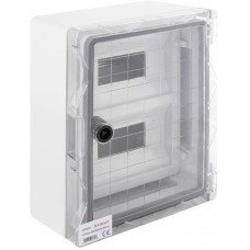 Корпус удароміцний з АБС-пластика e.plbox.250.330.130.18m.tr, 250х330х130мм, IP65 з прозорими дверцятами та панеллю під 18 модулів