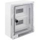 Корпус удароміцний з АБС-пластика e.plbox.250.330.130.18m.tr, 250х330х130мм, IP65 з прозорими дверцятами та панеллю під 18 модулів
