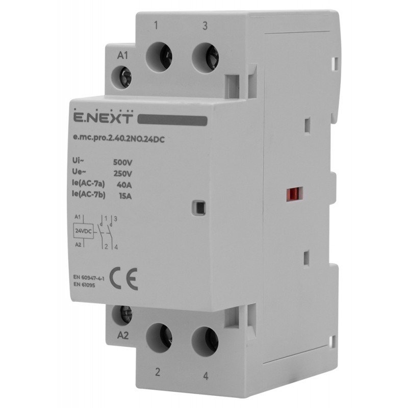 Модульний контактор e.mc.pro.2.40.2NO.24DC, 2р, 40А, 2NO, 24В