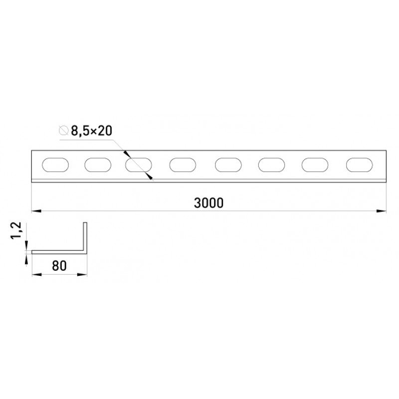Перегородка ASEP- 5-09, 80 мм, товщина 1,2 мм, довжина 3,0 м.