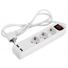 Подовжувач e.es.3.1.5.z.s.b.2.usb 3 гнізда, 1.5м, з з/к з USB-зарядкою, з вимикачем, baby protect