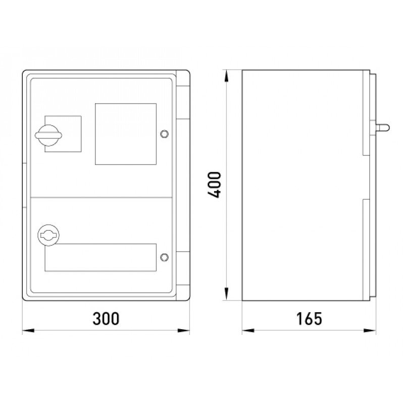 Корпус удароміцний з АБС-пластика e.plbox.300.400.165.1f.15m.tr, 300х400х165мм, IP65 з прозорими дверцятами, панеллю під 1 - фазний лічильник та 15 модулі