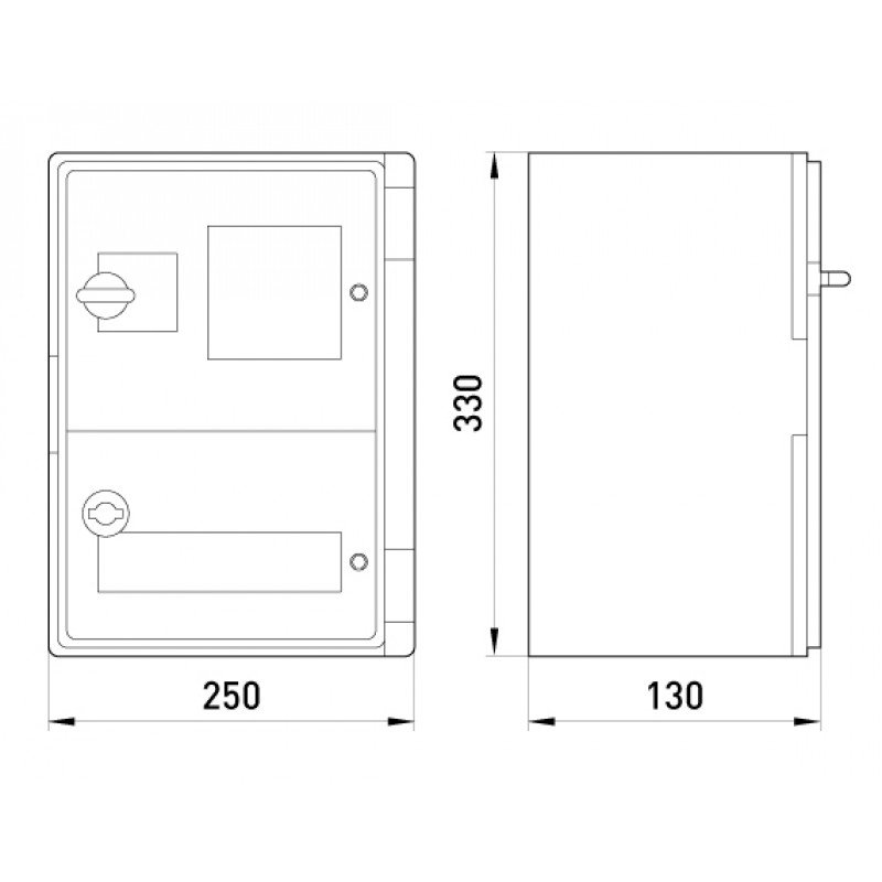 Корпус удароміцний з АБС-пластика e.plbox.250.330.130.1f.2m.blank, 250х330х130мм, IP65 з панеллю під 1- фазний лічильник та 2 модулі