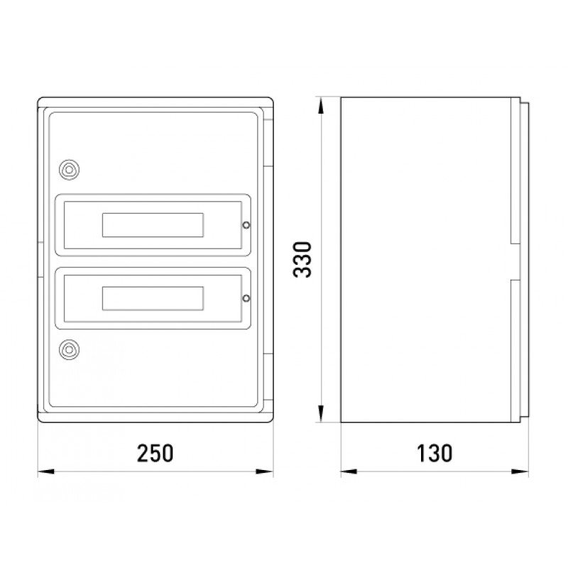 Корпус удароміцний з АБС-пластика e.plbox.250.330.130.18m.blank, 250х330х130мм, IP65 з панеллю під 18 модулів