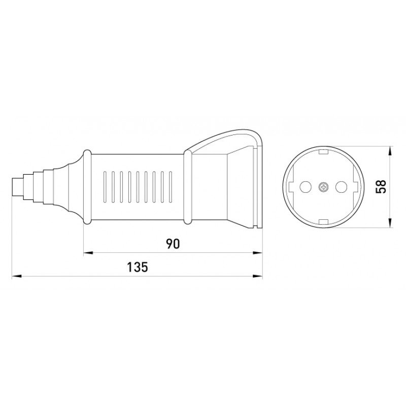 Силова розетка переносна e.socket.pro.2.16, 2п., 230В, 16А (212)