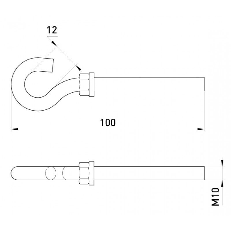 Анкерний гак e.anchor.hook.pro.M10.12.100, М10, 12х100мм