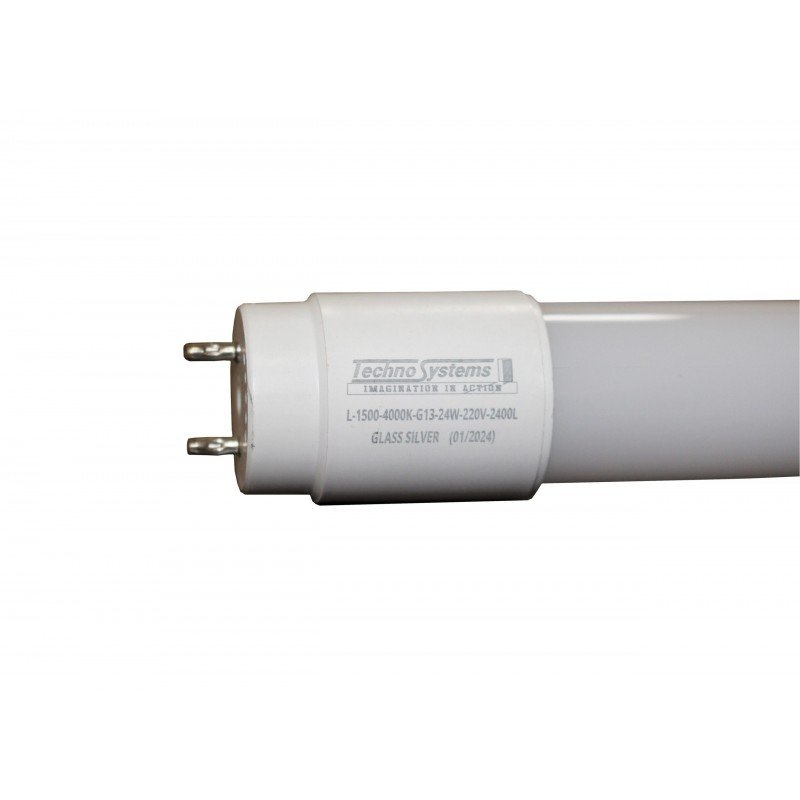 Лампа світлодіодна трубчаcта LED-L-1500-4000K-G13-24w-220V-2400L GLASS SILVER TNSy