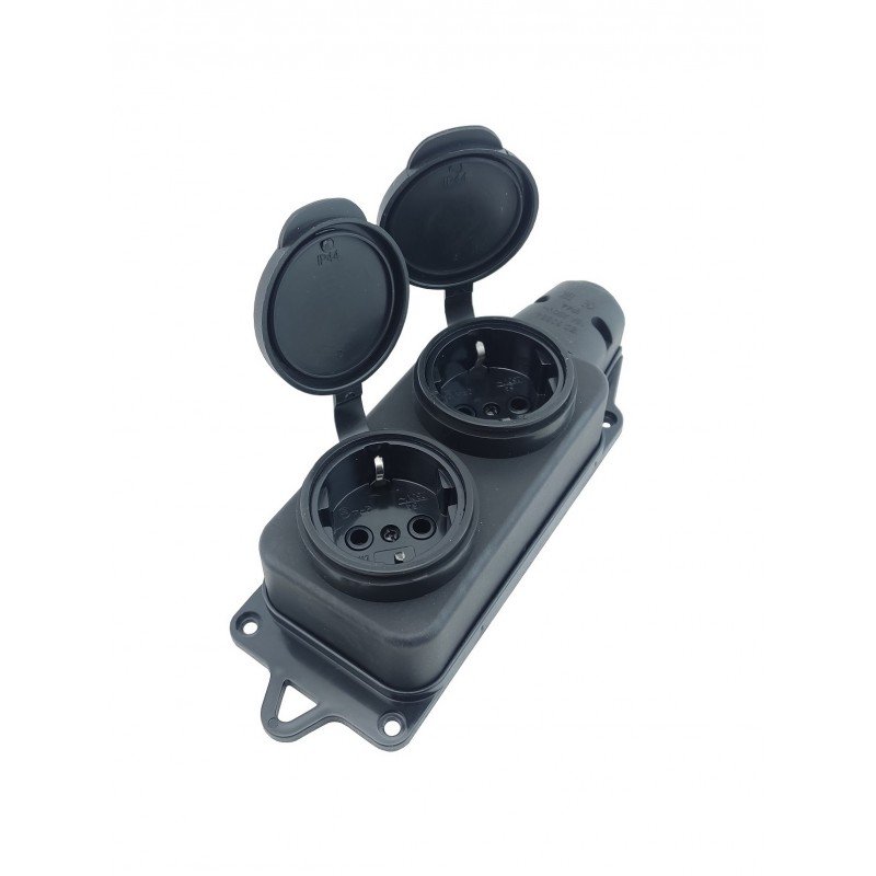 Розетка двомісна із захисними кришками RUBBER IP44 TNSy