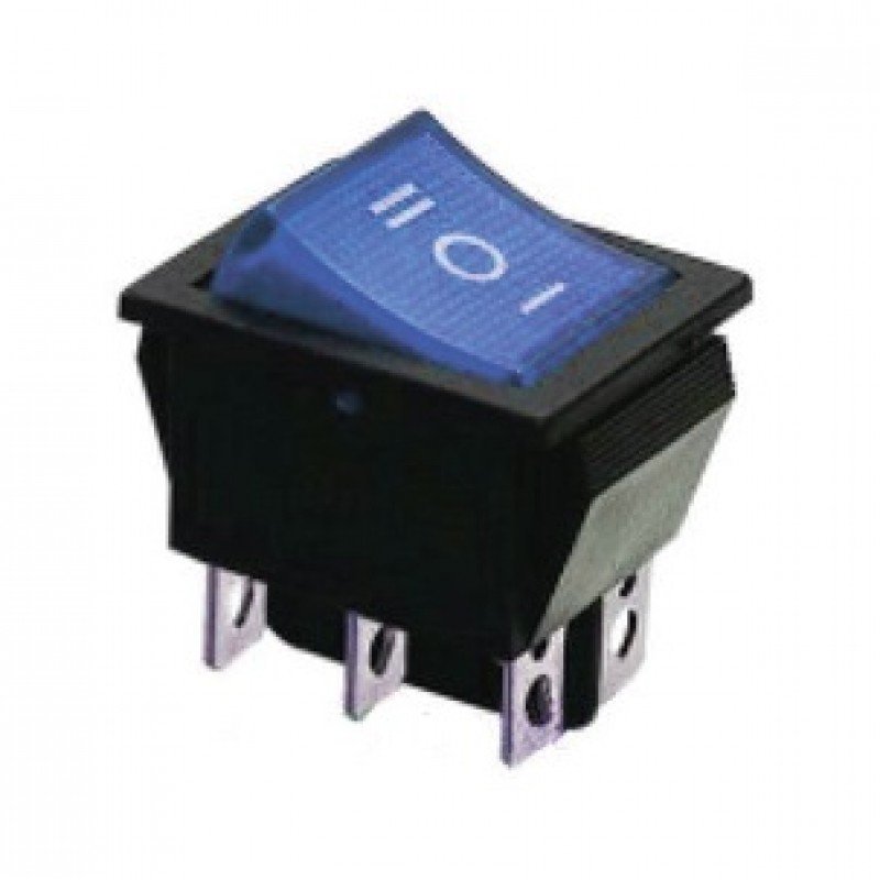KCD2-203N BL/B 220V Перемикач 1 клав. перекидний синій з підсвічуванням TNSy