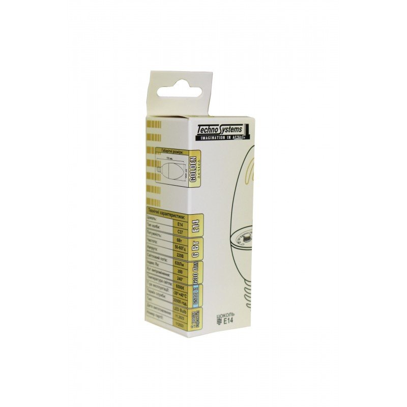 Лампа світлодіодна LED Bulb-C37-6W-E14-220V-6500K-630L GOLDEN TNSy