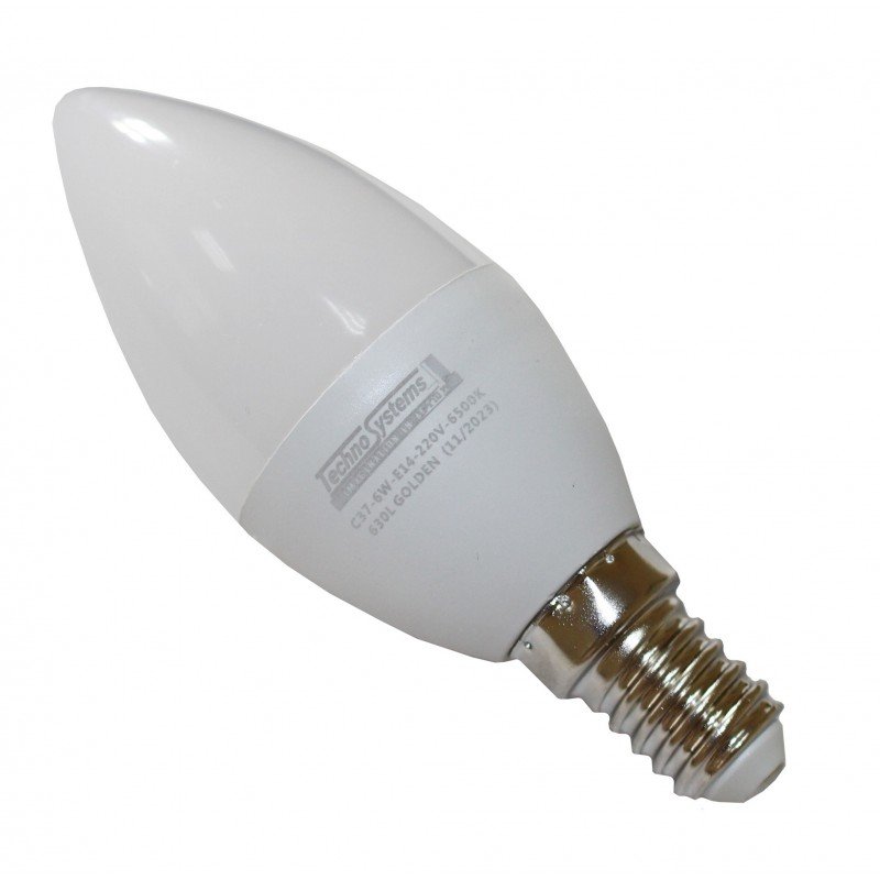 Лампа світлодіодна LED Bulb-C37-6W-E14-220V-6500K-630L GOLDEN TNSy