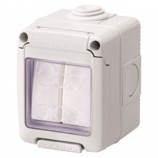 Вимикач прохідний в зборі 2-клавішний 27 COMBI SYSTEM 16А IP55 сірий GEWISS