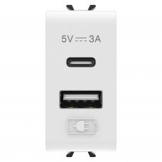 Розетка 2хUSB Chorusmart A+C TYPE 5V 3A 1M глянцевий білий GEWISS