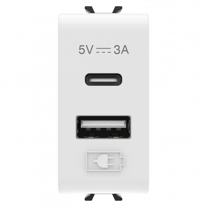 Розетка 2хUSB Chorusmart A+C TYPE 5V 3A 1M глянцевий білий GEWISS