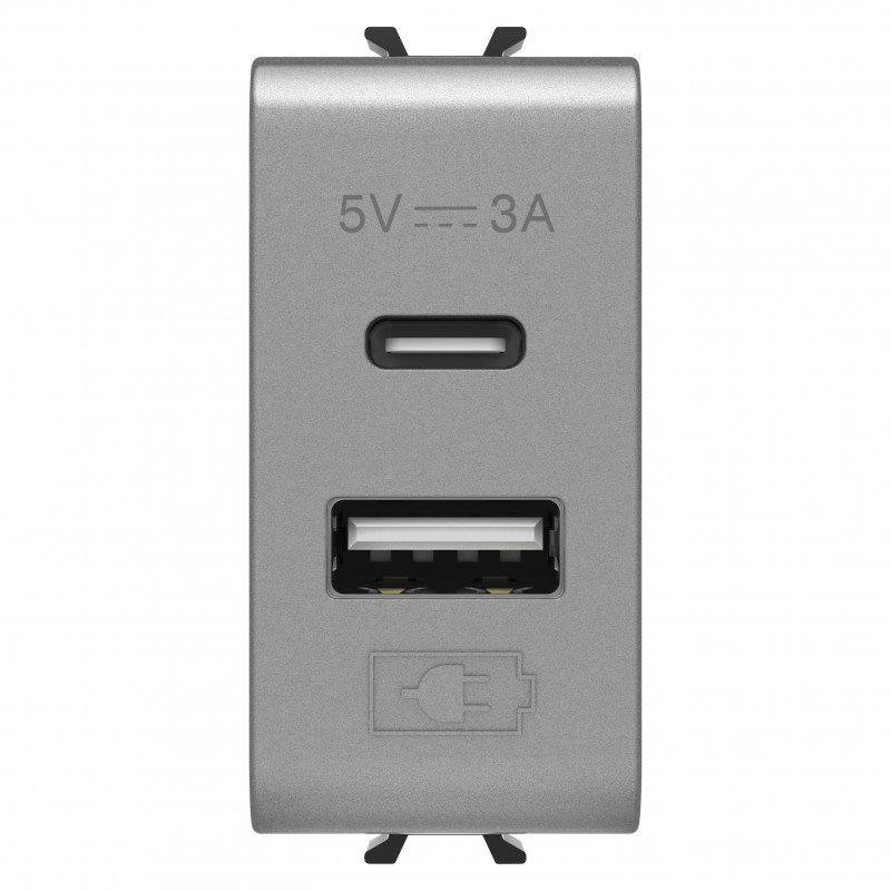 Розетка 2хUSB Chorusmart A+C TYPE 5V 3A 1M титан GEWISS