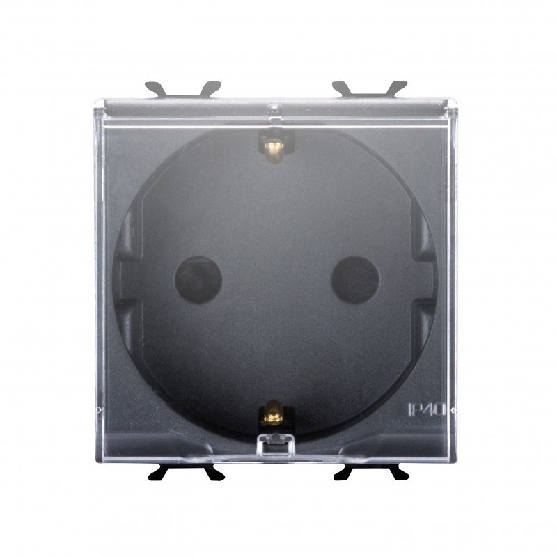 Розетка з кришкою Chorusmart 2M 2P+E 16A чорний GEWISS