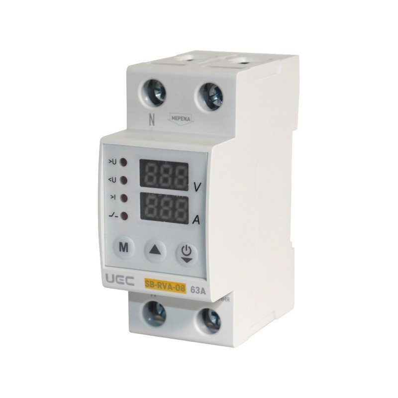Реле напруги та струму SB-RVA-08 2P 63A UEC