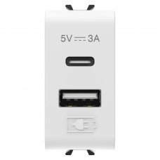 Розетка 2хUSB Chorusmart A+C TYPE 5V 3A 1M сатиновий білий GEWISS