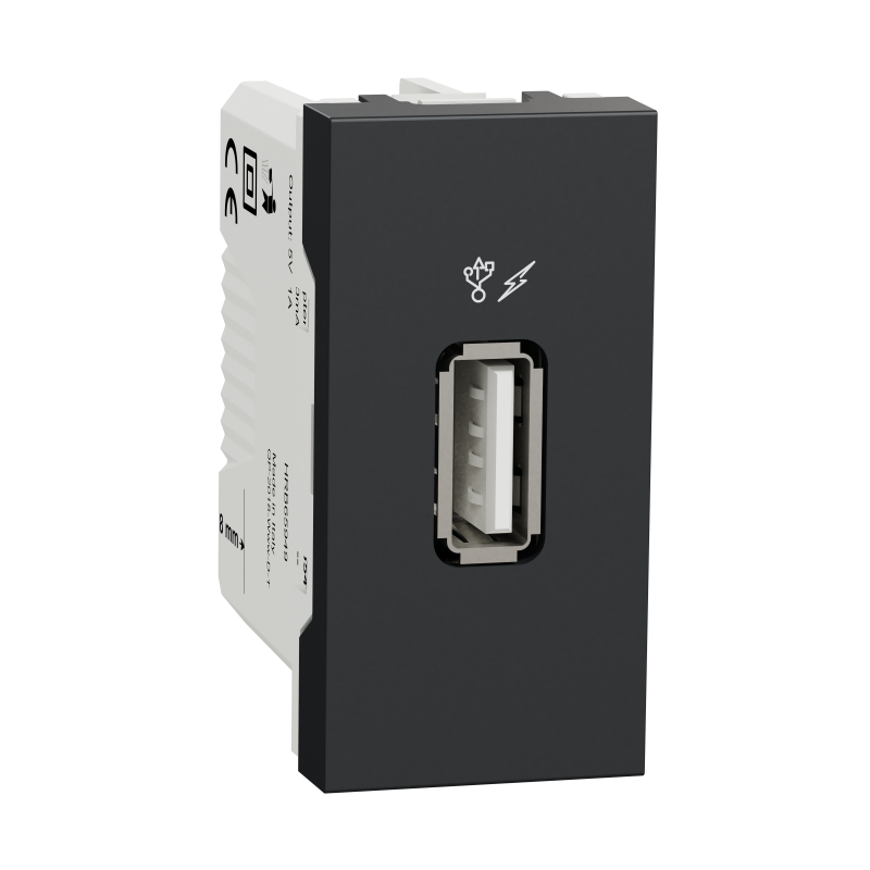 Розетка USB 1 модуль антрацит