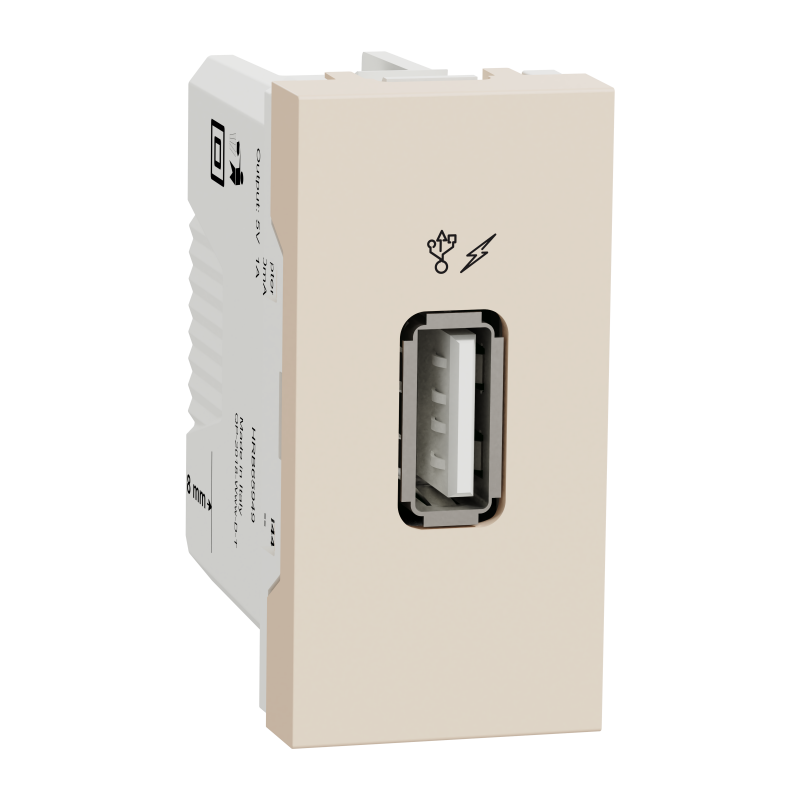 Розетка USB інформаційна, 1 модуль, бежева Unica New Studio