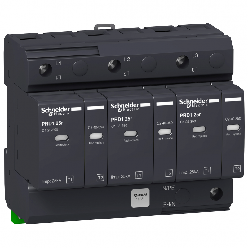 PRD1 25r modular surge arrester - 3 poles - 350V - with remote transfer