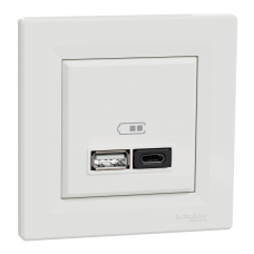 USB розетка А+С, 3 А, 45 Вт, біла