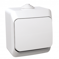 Перемикач 1-клавішний IP44 Cedar Plus, накладний монтаж, білий